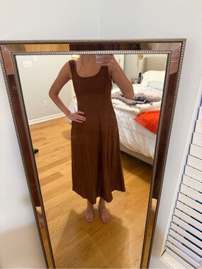 Women's Sleeveless Brown Midi Dress